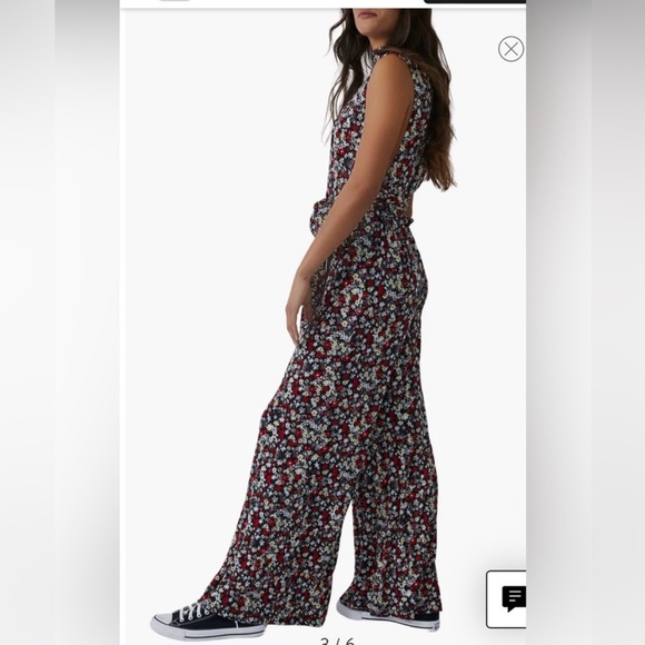 NWT Free People Vibe Check Tie Waist Jumpsuit - Back Ditsy Shell Combo - Picture 4 of 8